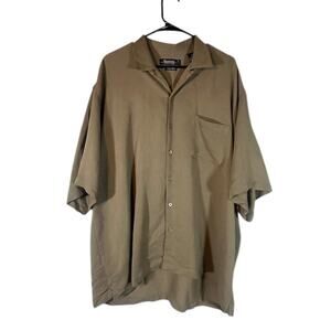 Reservoir Men’s Dark Tan Collared Short Sleeve Dressy Button-Down Shirt Size 2XL